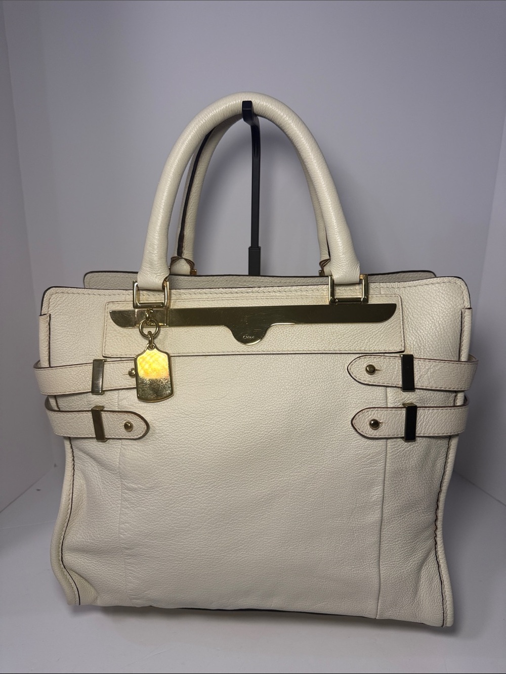 Chloé Shelby Cream Leather Tote Bag - Picture 4 of 17
